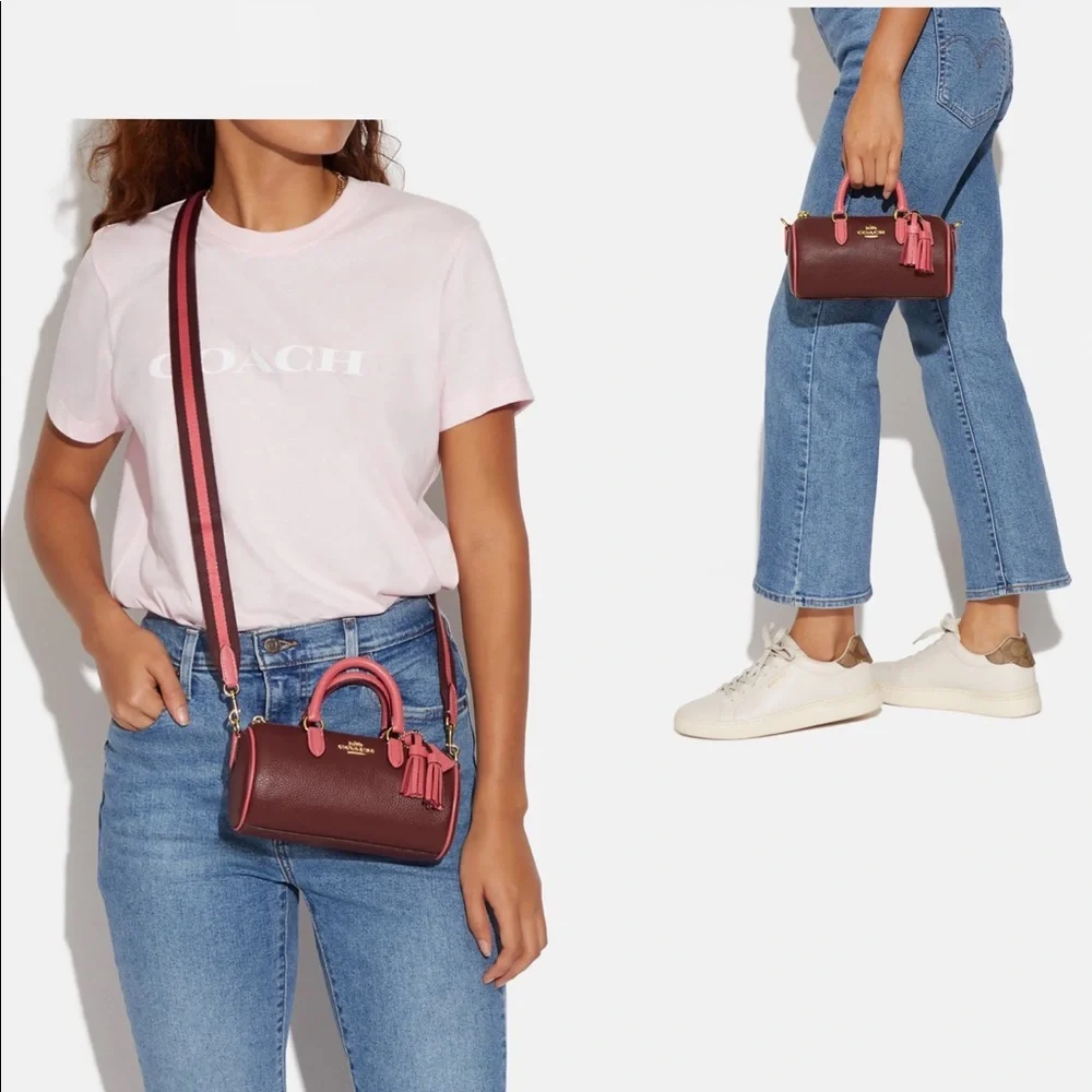 🔥SALE💥NWT‎ COACH CB876 LACEY CROSSBODY LEATHER SHOULDER BAG GOLD/WINE MULTI - Picture 4 of 10